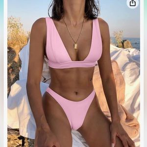 Jeniulet Women's Bikini Set Sexy Solid Padded Brazilian Triangle Thong Bikini